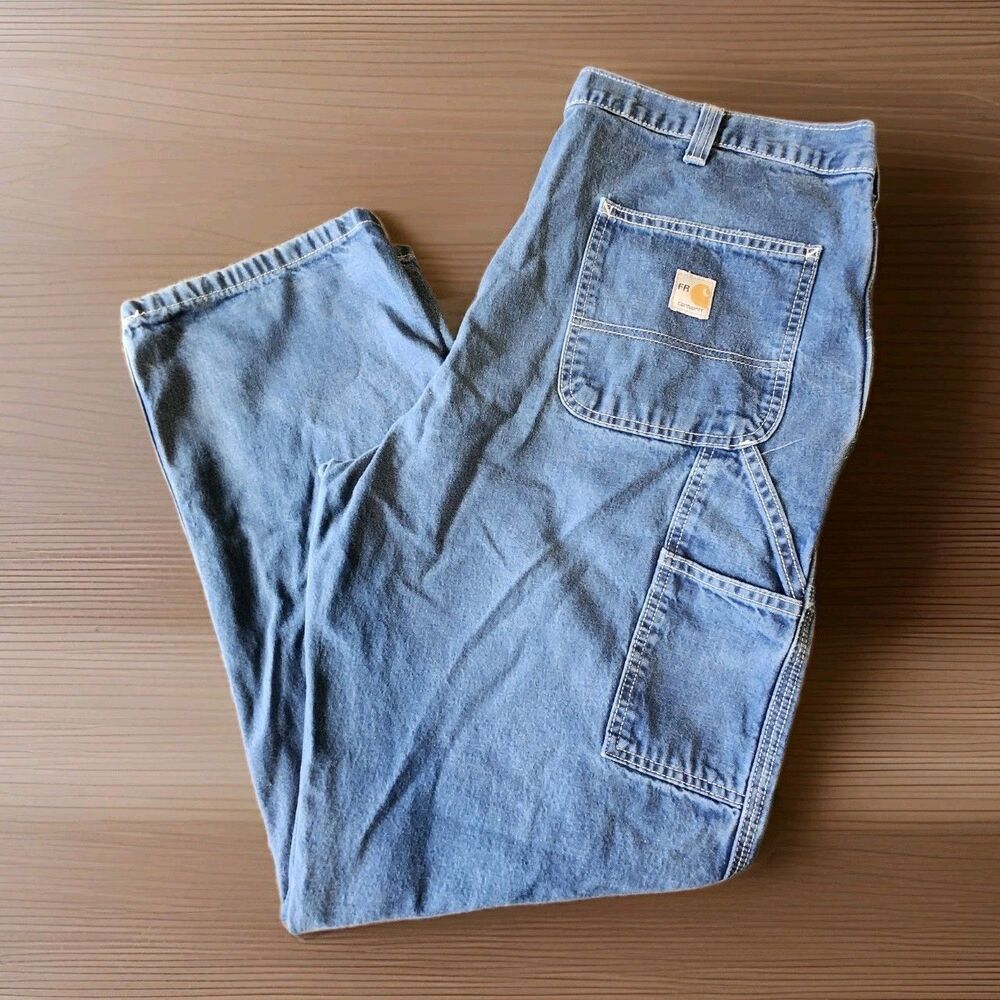 Carhartt FR 40x32 Flame Resistant Men’s Carpenter Pocket Blue Denim Jeans 290-83